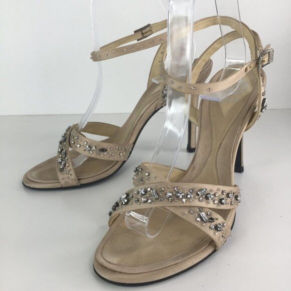 Versace Heel Sandals Ankle Strap Crystals Size 39 - Picture 2 of 10